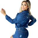 Jaqueta Feminina Jeans Destroyed: Elegância Descontruída
