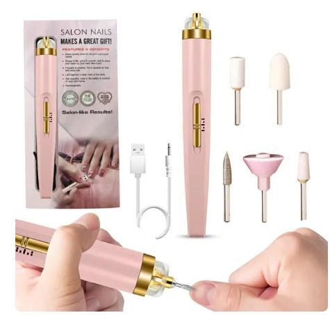 KIT Manicure Elétrica 5 em 1 com Brocas Portáteis para Unhas de Gel