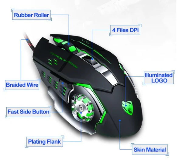 Mouse Gamer Pro 8D 3200DP Domine seus adversários com precisão milimétrica