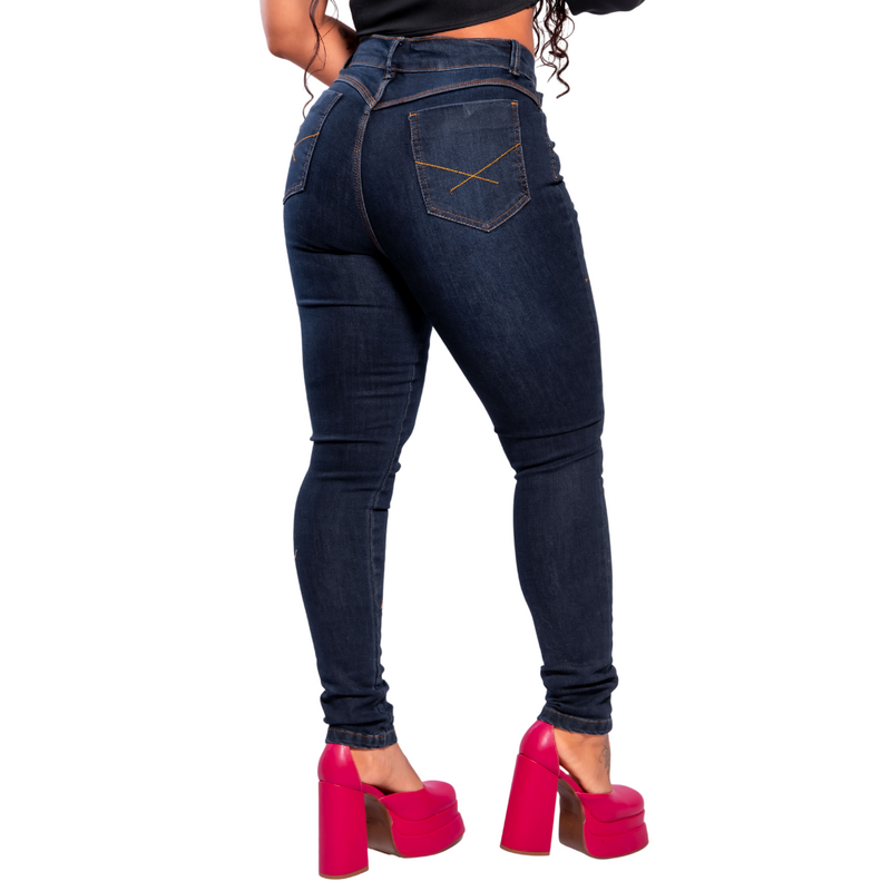 Calça Jeans Feminina Lisa com Detalhe Moderno