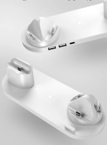 Estação de Carregamento Sem Fio 6 em 1 dispositivos iPhone, Android, Type-C, Apple Watch e Airpods Pro