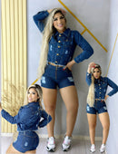 Jaqueta Feminina Jeans Destroyed: Elegância Descontruída