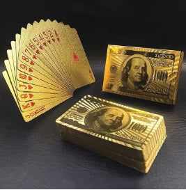 Baralho Dólar Dourado Ouro Folheado à Prova D'água Poker 54 Cartas