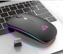 Mouse Sem Fio Bluetooth e 2.4GHz Modos Duplos Recarregável RGB