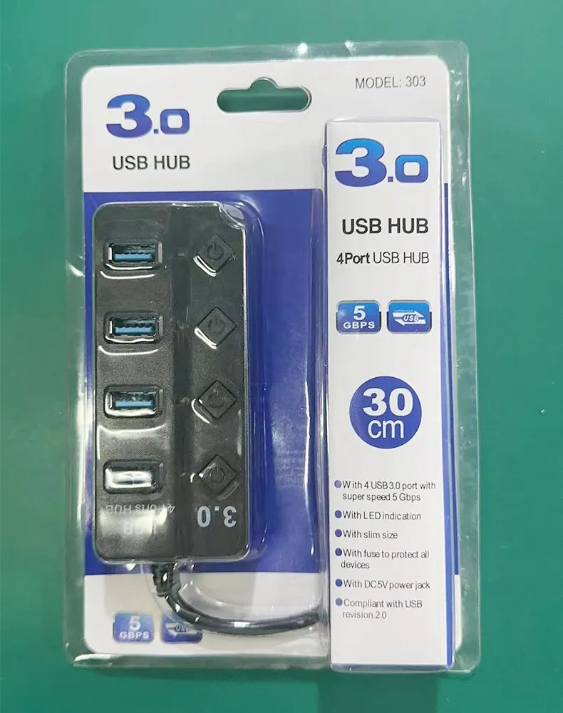Hub USB  4 portas USB 3.0 e 1 porta USB 2.0 múltiplas conexões em um único dispositivo.