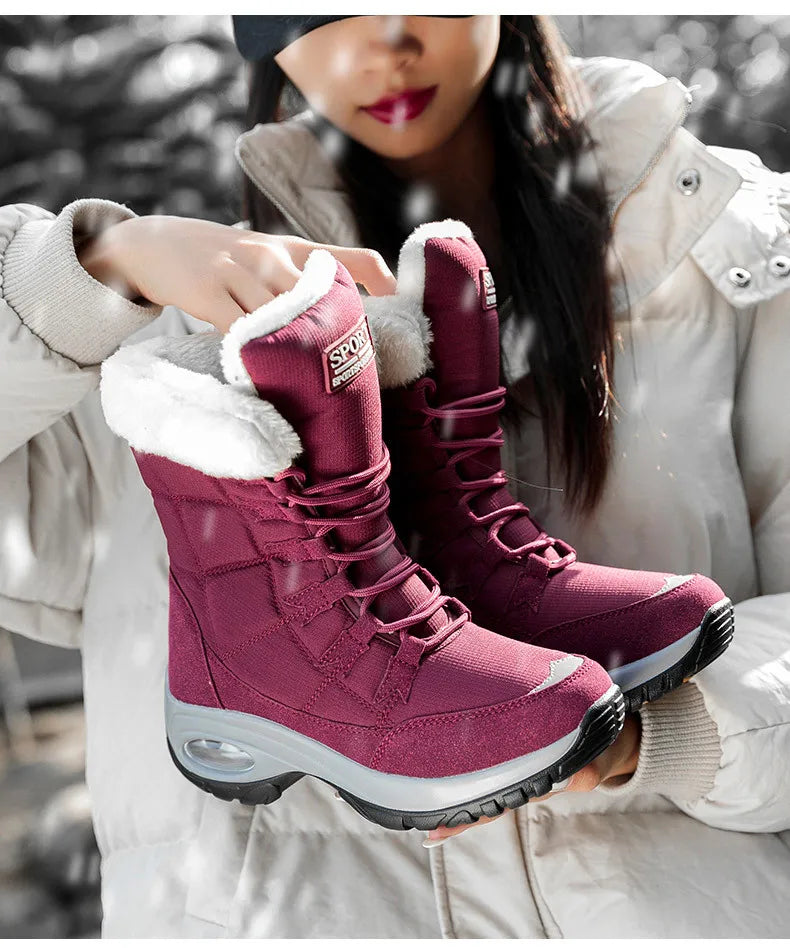 Bota Feminina de Inverno com Plataforma de Alta Qualidade