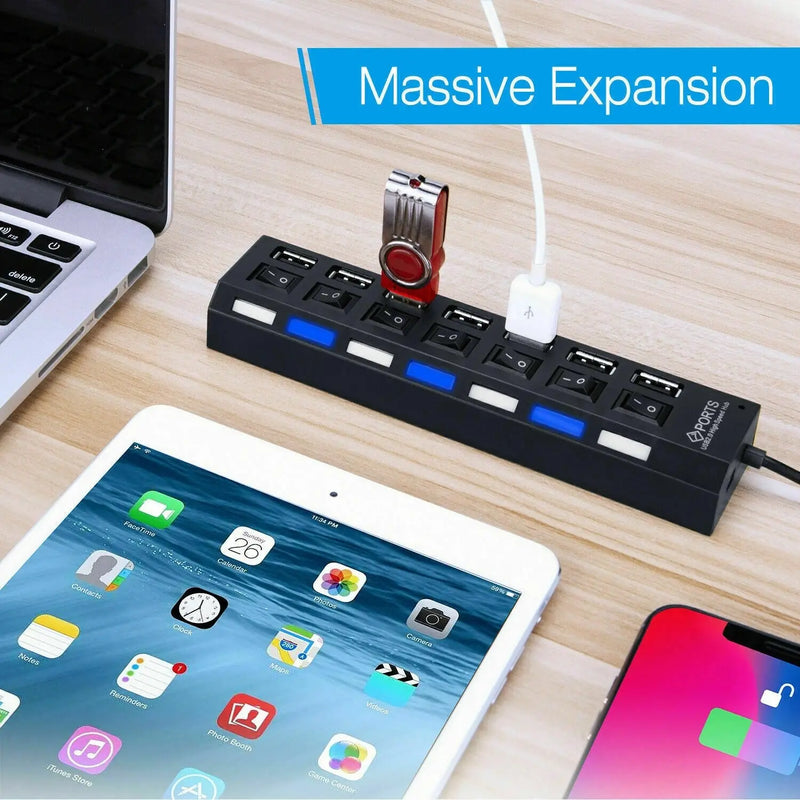 Hub USB Multi 7 E 4 Portas da SUPMANGO  USB 2,0