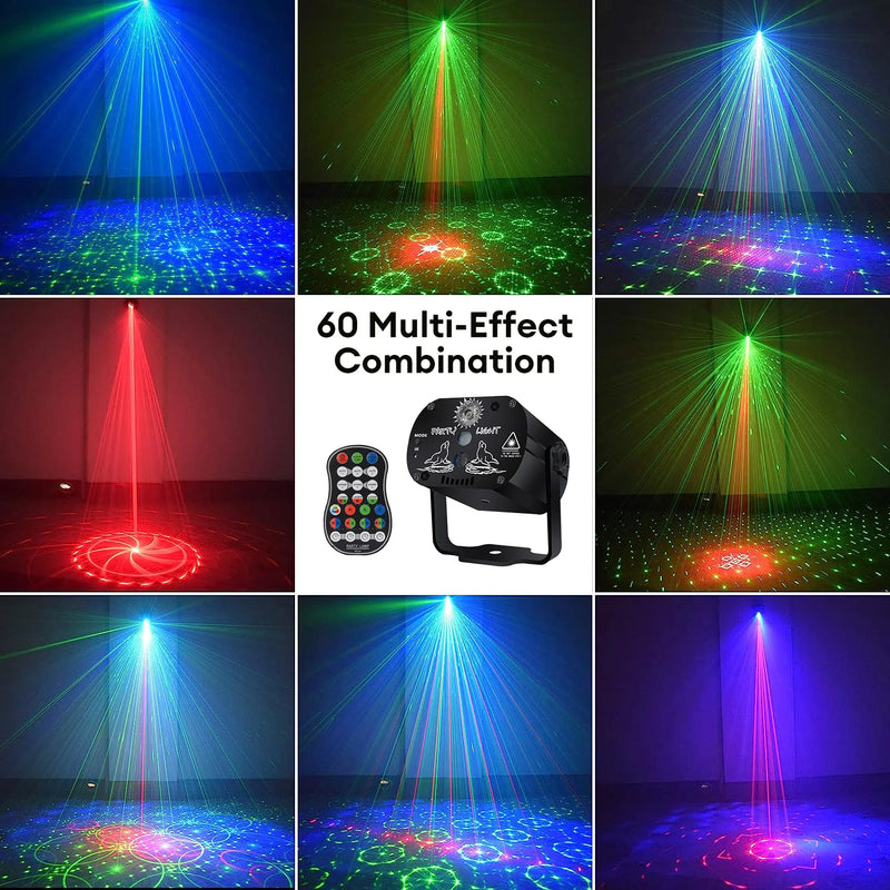 Mini Luz  estroboscópica de LED Laser de DJ Disco 60 padrões de iluminação diferentes