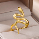 Anel de Cobra de Aço Inoxidável Banhado na Cor Dourado Ouro para Mulheres