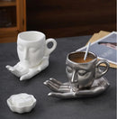 Xícaras e Pires de Café Personalizados em Formas de Mão e Rosto