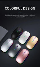 Mouse Sem Fio Bluetooth Recarregável com Iluminação RGB