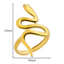 Anel de Cobra de Aço Inoxidável Banhado na Cor Dourado Ouro para Mulheres