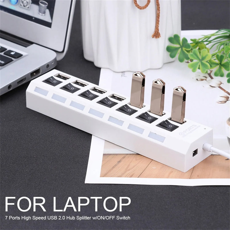 Hub USB Multi 7 E 4 Portas da SUPMANGO  USB 2,0