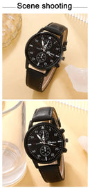 Relógios Esportivos Quartzo de Luxo com Pulseira de Couro
