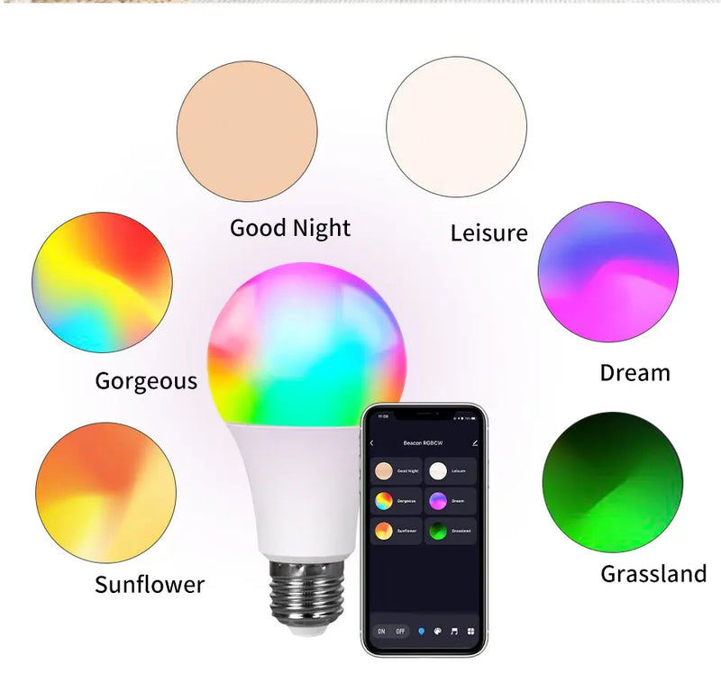 Lâmpada Smart LED Light E27 Bluetooth RGB 220V