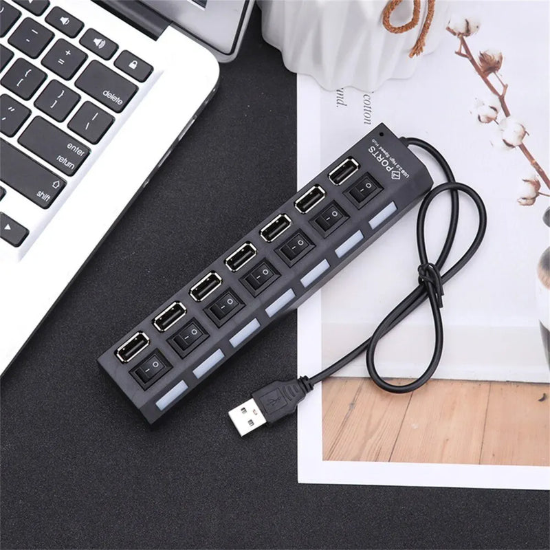 Hub USB Multi 7 E 4 Portas da SUPMANGO  USB 2,0