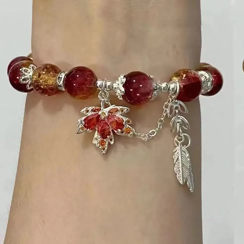 Pulseira Kaedehara Kazuha Cosplay com Pingente de Folha de Bordo
