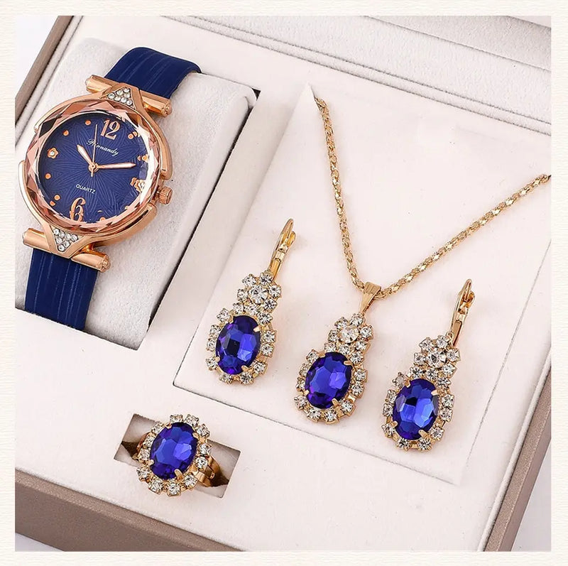 Conjunto de 5 peças, relógios femininos  +pulseira + pingente