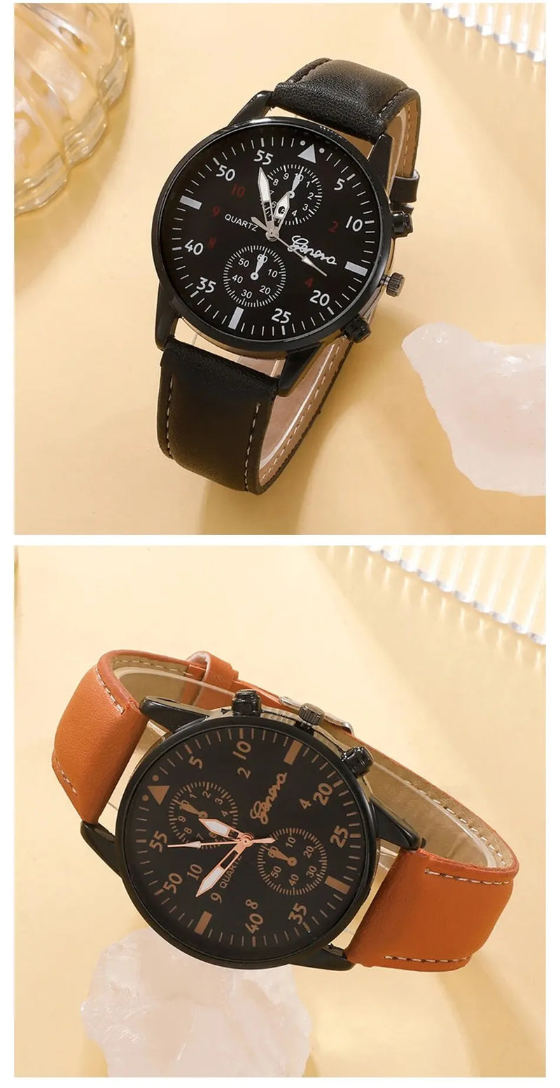 Relógios Esportivos Quartzo de Luxo com Pulseira de Couro