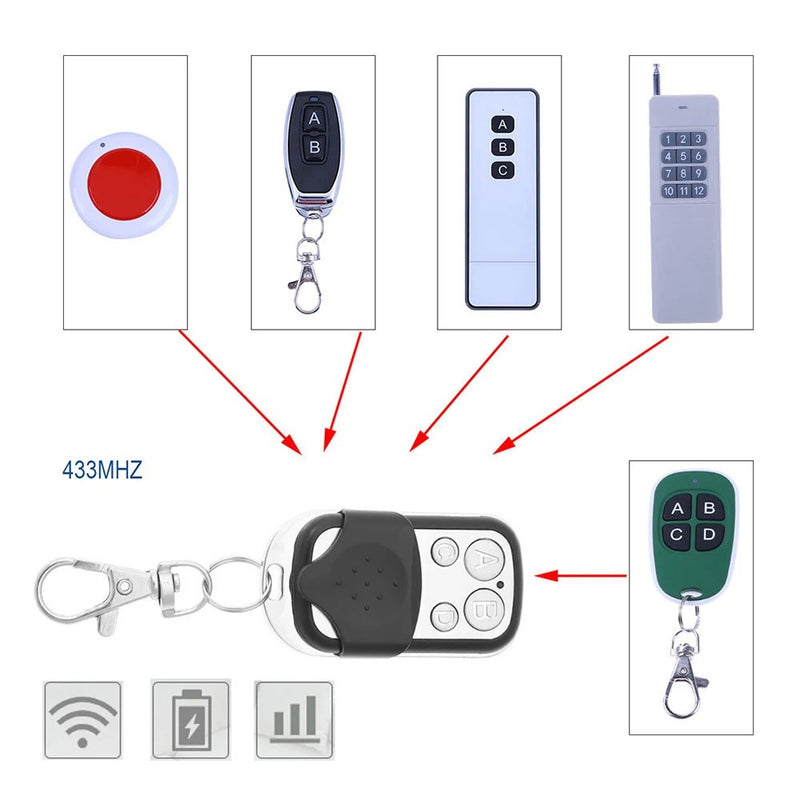 Controle Remoto Universal de Porta de Garagem com 4 Botões e Frequência de 433MHz