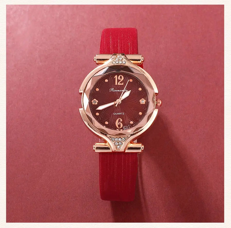 Conjunto de 5 peças, relógios femininos  +pulseira + pingente