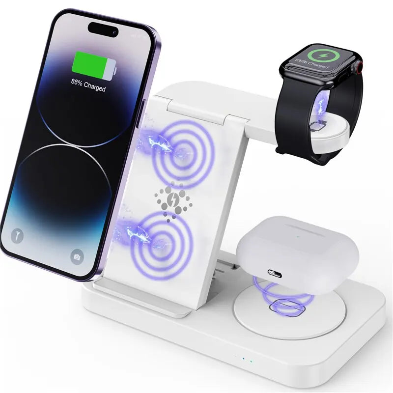 Suporte de Carregamento iPhones E Samsung Sem Fio 4 em 1
