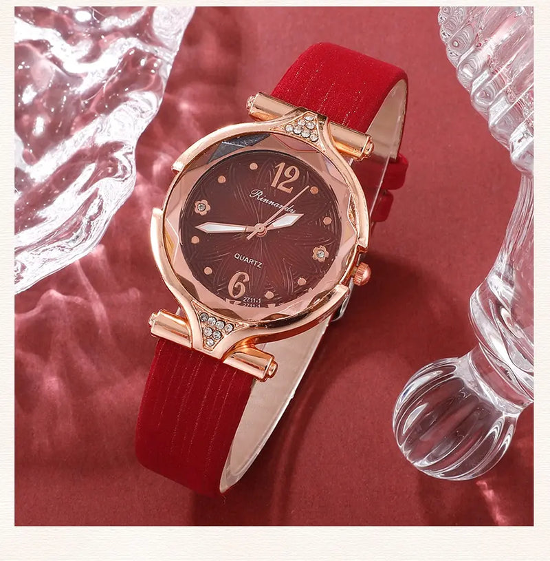 Conjunto de 5 peças, relógios femininos  +pulseira + pingente