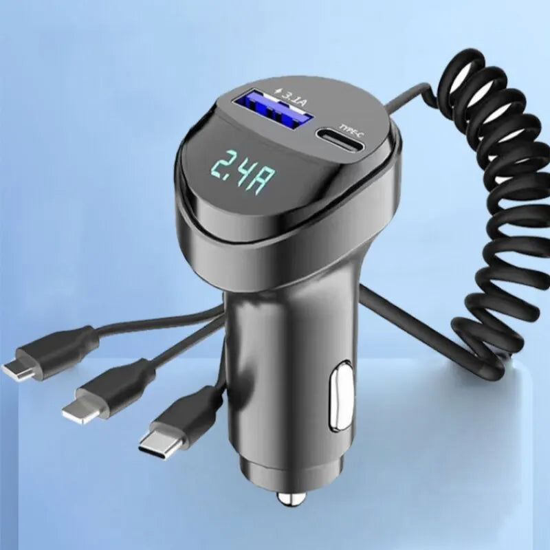 Carregador de Carro USB de 55W Compatível com iPhone 14 13 12, Xiaomi, Samsung e outros dispositivos.