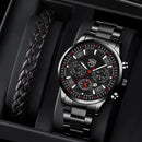Relógios Masculinos Negócios Aço Inoxidável Quartzo Pulseira Assista Masculino Casual Date Pulseira de Couro Luminoso