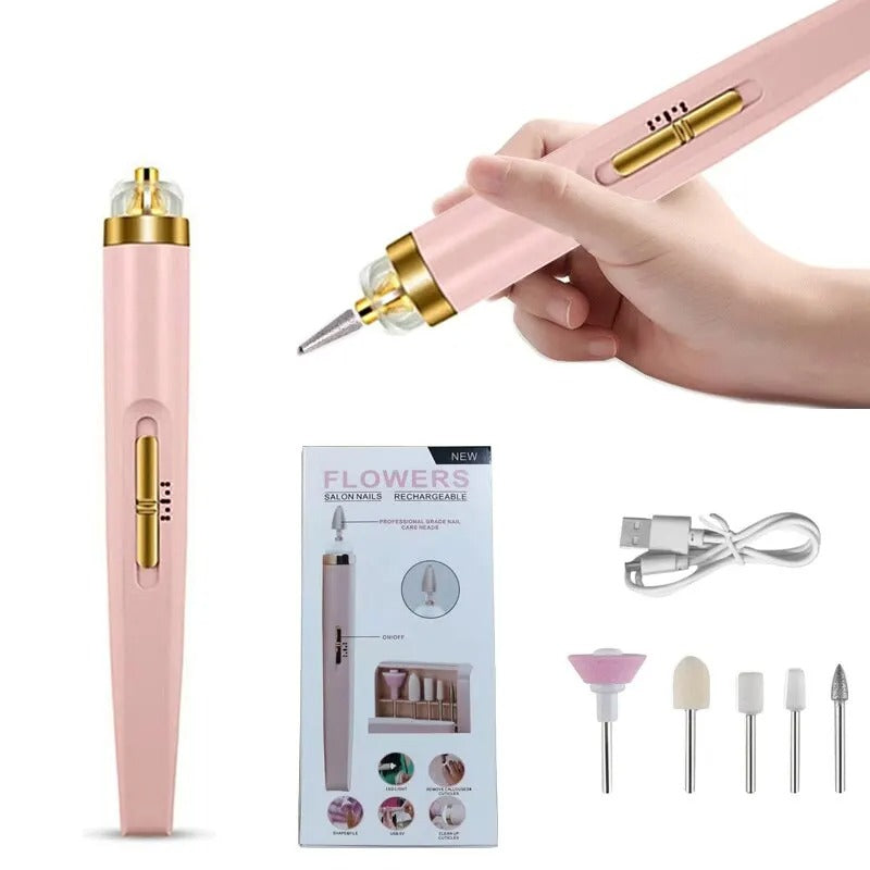 KIT Manicure Elétrica 5 em 1 com Brocas Portáteis para Unhas de Gel