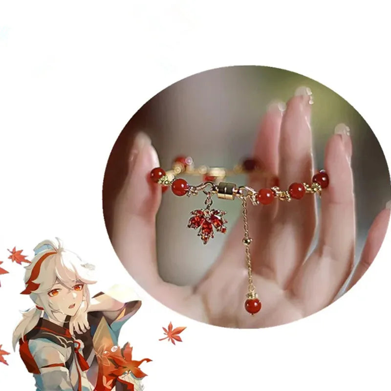 Pulseira Kaedehara Kazuha Cosplay com Pingente de Folha de Bordo
