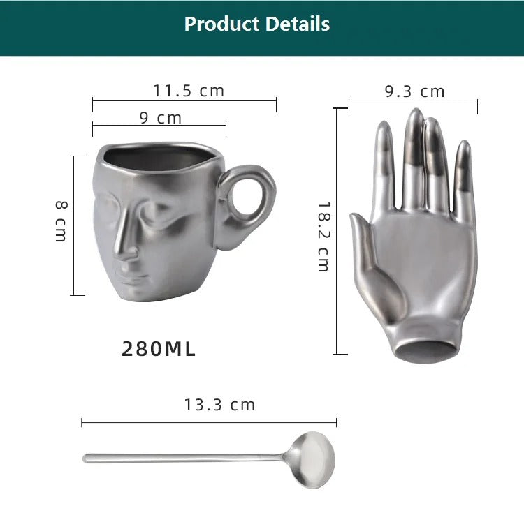 Xícaras e Pires de Café Personalizados em Formas de Mão e Rosto