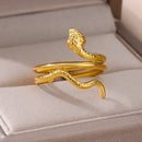 Anel de Cobra de Aço Inoxidável Banhado na Cor Dourado Ouro para Mulheres