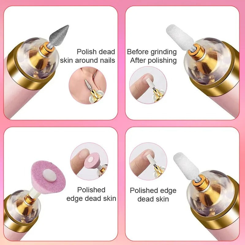 KIT Manicure Elétrica 5 em 1 com Brocas Portáteis para Unhas de Gel