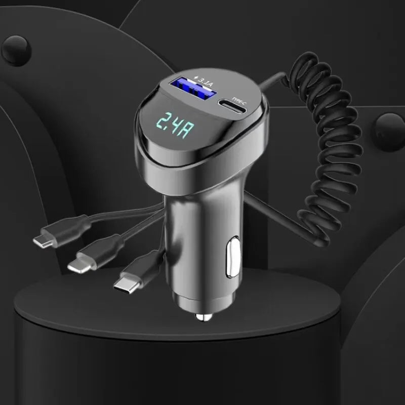 Carregador de Carro USB de 55W Compatível com iPhone 14 13 12, Xiaomi, Samsung e outros dispositivos.