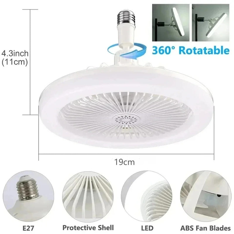 🌬️ Ventilador de Teto Giratório 3 em 1 com Lâmpada e Controle Remoto 💡
