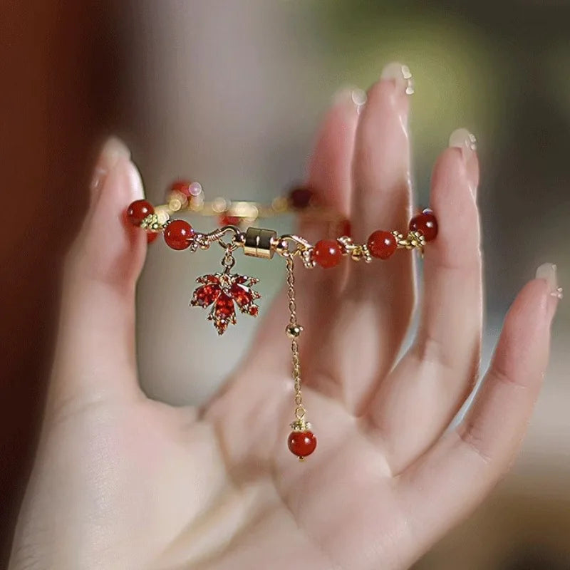 Pulseira Kaedehara Kazuha Cosplay com Pingente de Folha de Bordo