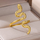 Anel de Cobra de Aço Inoxidável Banhado na Cor Dourado Ouro para Mulheres