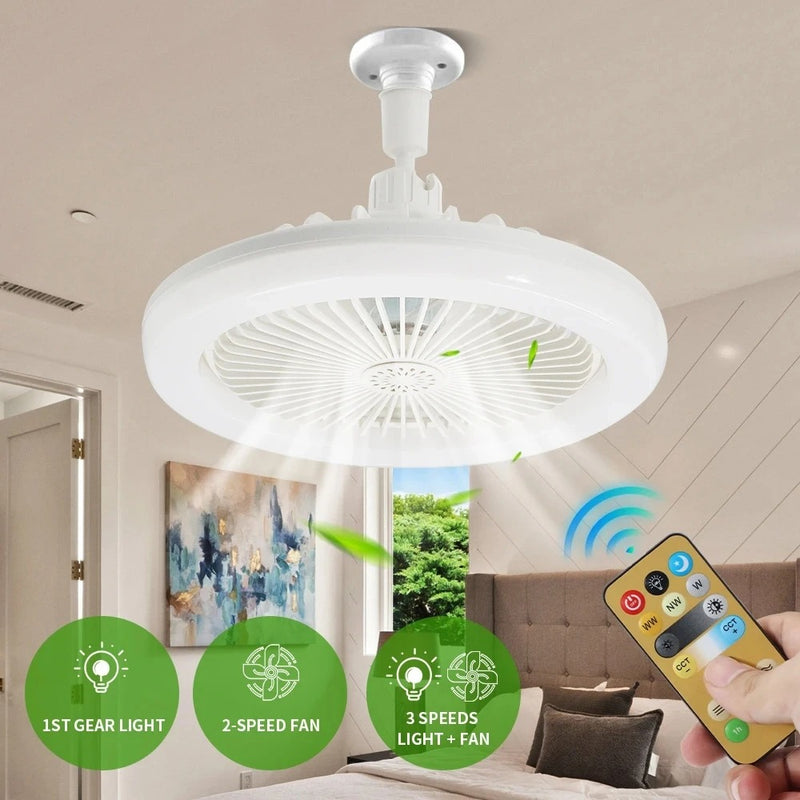 🌬️ Ventilador de Teto Giratório 3 em 1 com Lâmpada e Controle Remoto 💡