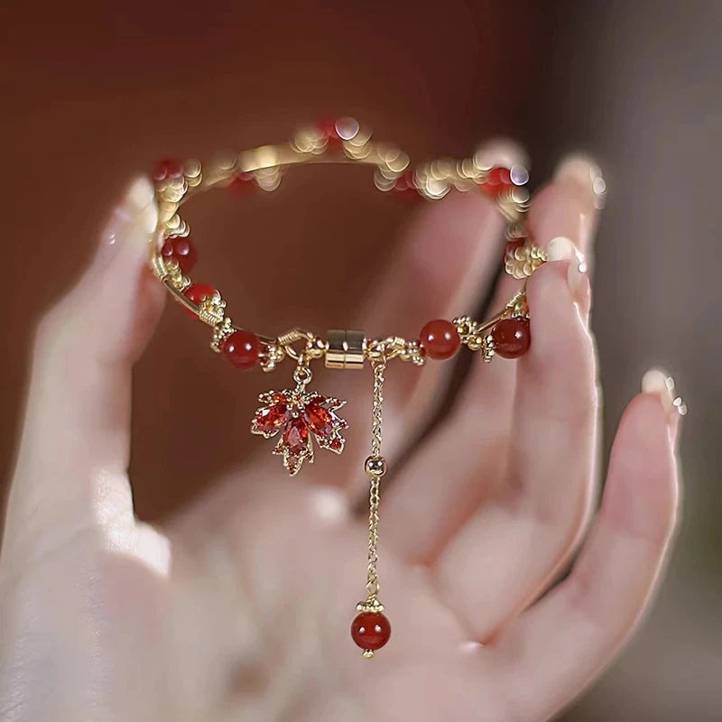 Pulseira Kaedehara Kazuha Cosplay com Pingente de Folha de Bordo