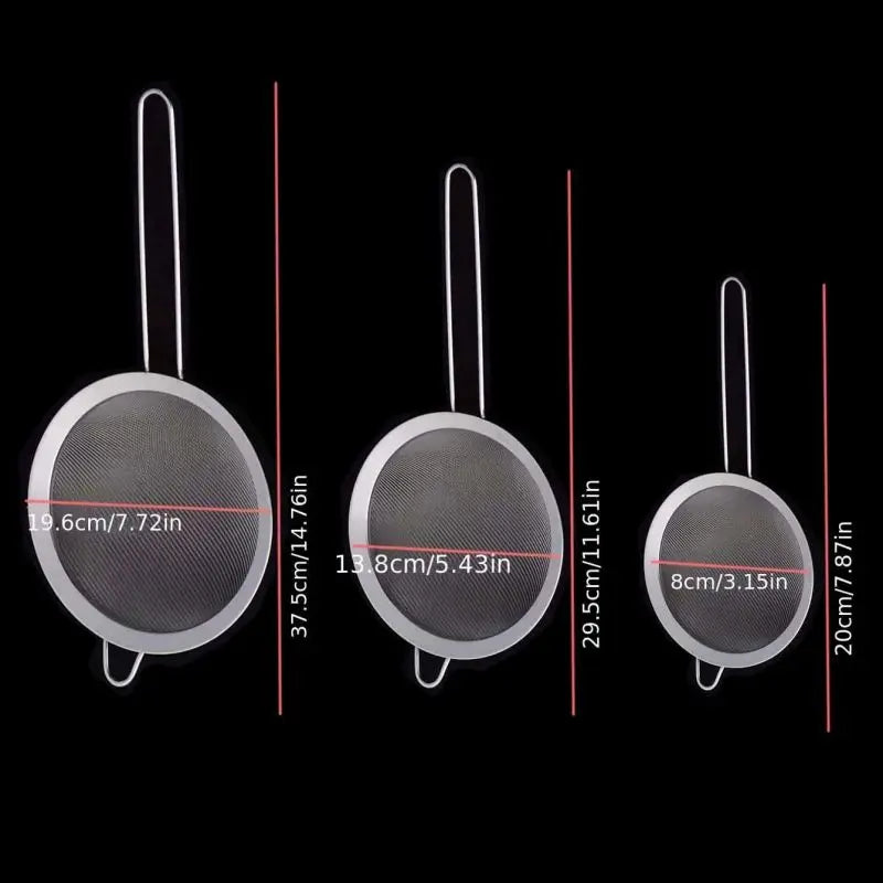 Conjunto de 3 Filtros de Malha Fina de Aço Inoxidável