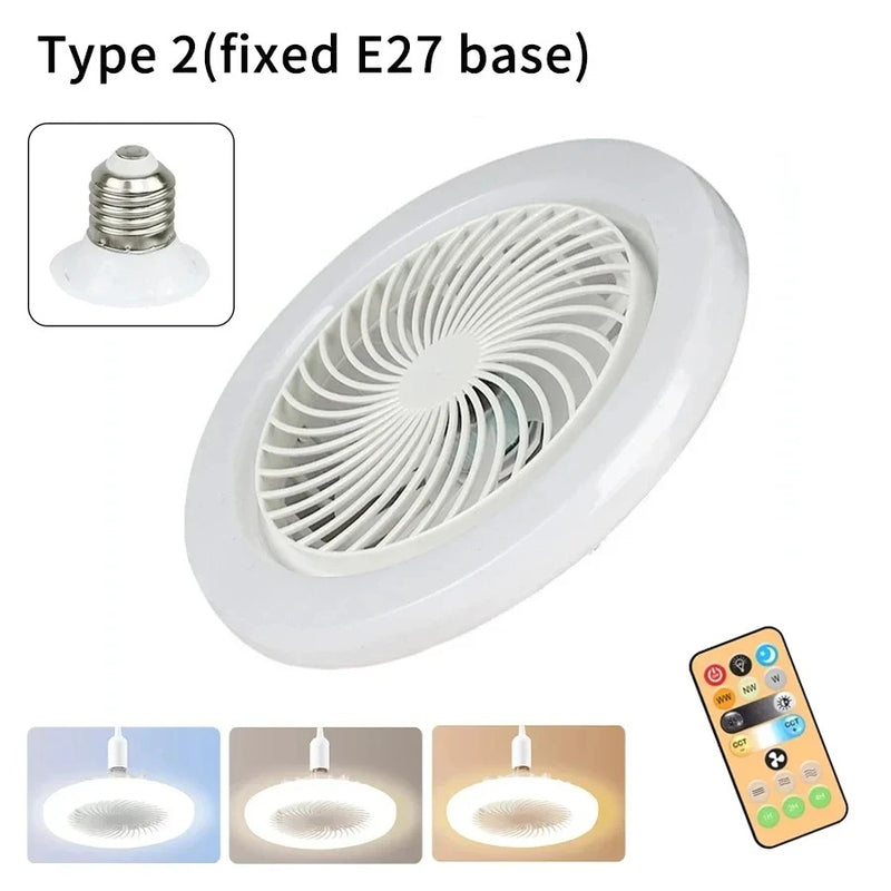 🌬️ Ventilador de Teto Giratório 3 em 1 com Lâmpada e Controle Remoto 💡