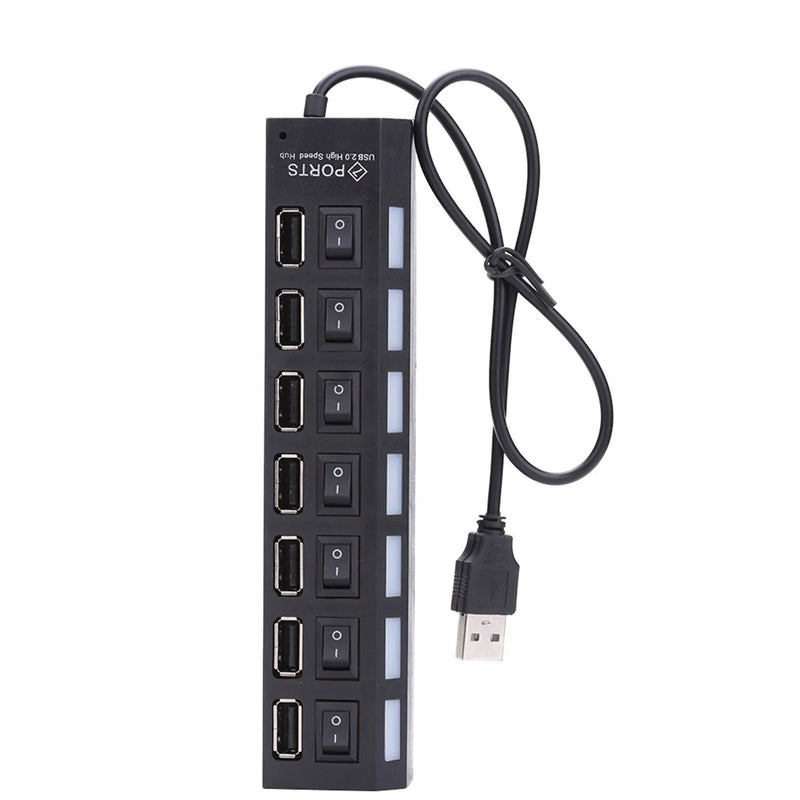 Hub USB Multi 7 E 4 Portas da SUPMANGO  USB 2,0