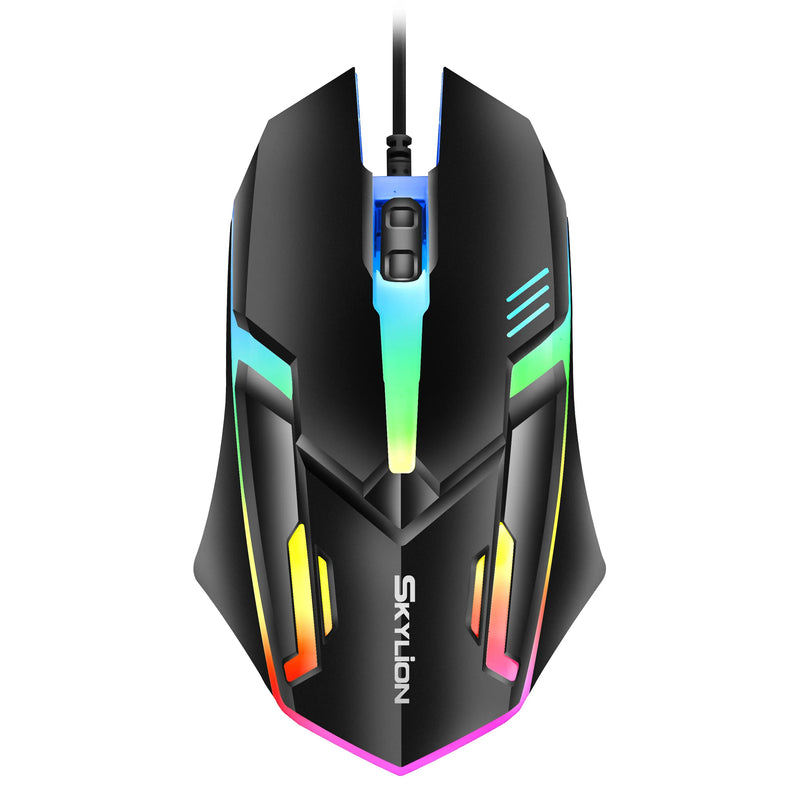 Mouse com Fio Skylion F1  USB com fio de 3 botões, ideal para escritório e jogos.