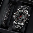 Relógios Masculinos Negócios Aço Inoxidável Quartzo Pulseira Assista Masculino Casual Date Pulseira de Couro Luminoso