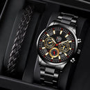 Relógios Masculinos Negócios Aço Inoxidável Quartzo Pulseira Assista Masculino Casual Date Pulseira de Couro Luminoso