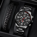 Relógios Masculinos Negócios Aço Inoxidável Quartzo Pulseira Assista Masculino Casual Date Pulseira de Couro Luminoso