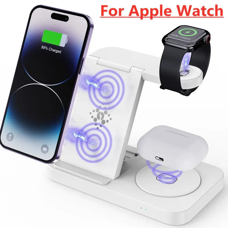 Suporte de Carregamento iPhones E Samsung Sem Fio 4 em 1
