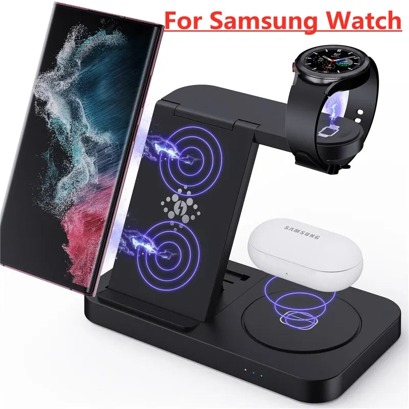 Suporte de Carregamento iPhones E Samsung Sem Fio 4 em 1