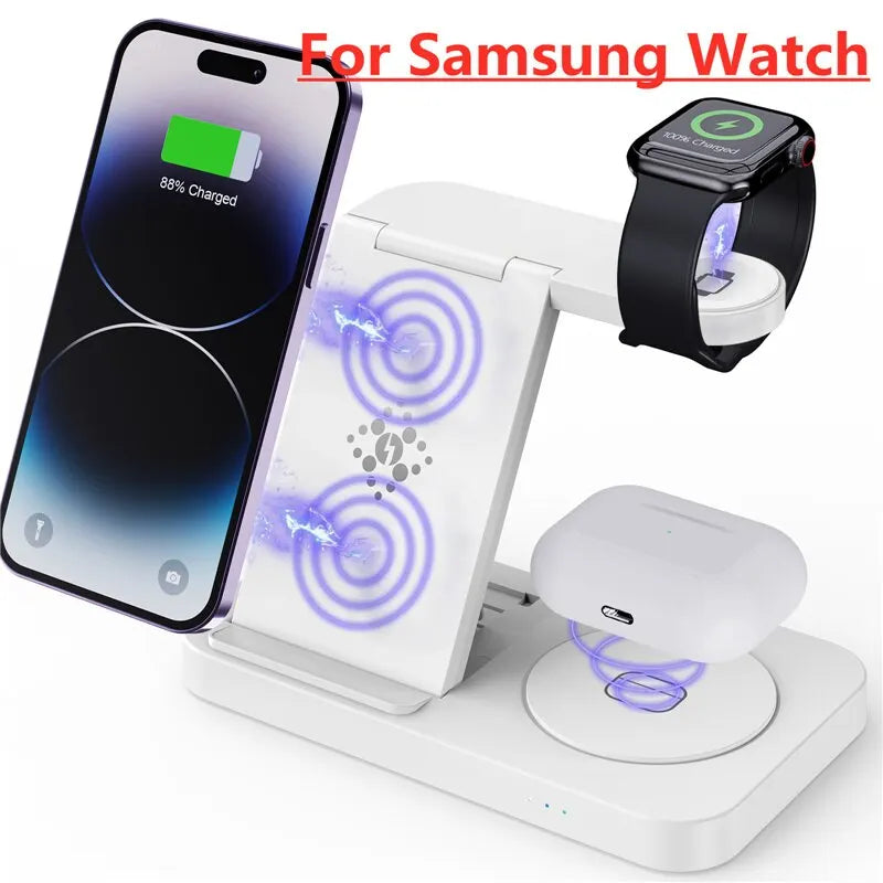 Suporte de Carregamento iPhones E Samsung Sem Fio 4 em 1
